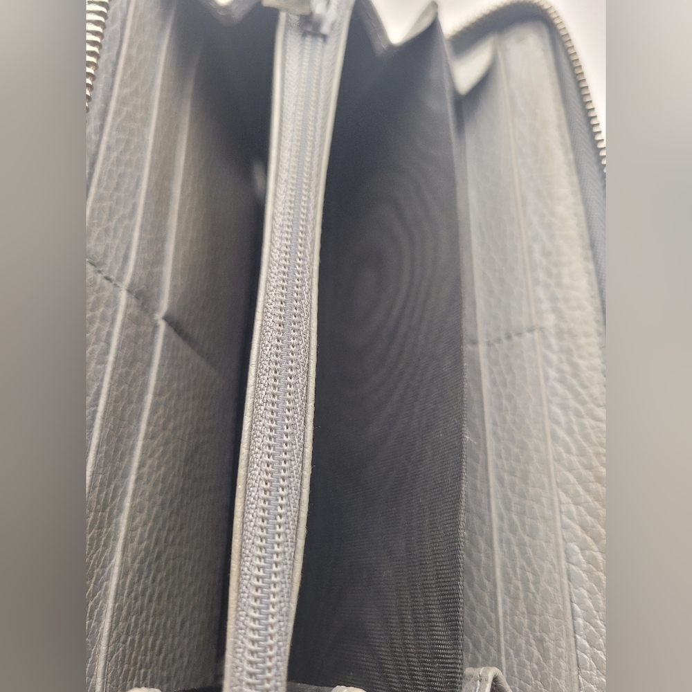 Gucci Dollar Calfskin Monochrome GG Marmont Zip Around Wallet Deep Grey NWT - Picture 5 of 8